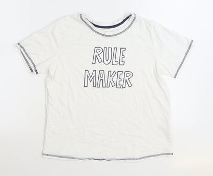 Matalan Womens White Cotton Basic T-Shirt Size M Round Neck - Rule Maker