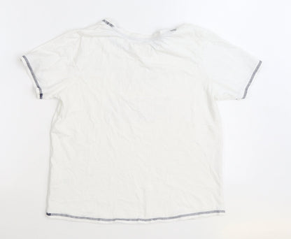 Matalan Womens White Cotton Basic T-Shirt Size M Round Neck - Rule Maker