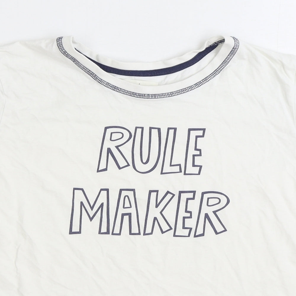 Matalan Womens White Cotton Basic T-Shirt Size M Round Neck - Rule Maker