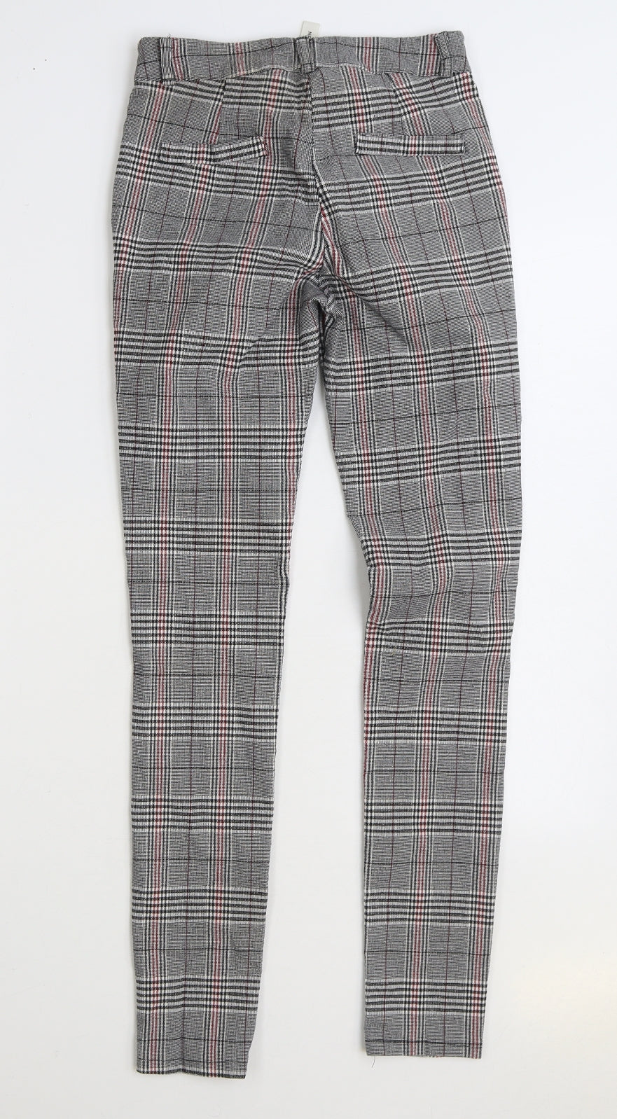 MS Station Womens Grey Plaid Polyester Trousers Size 24 in L29 in Regular Zip