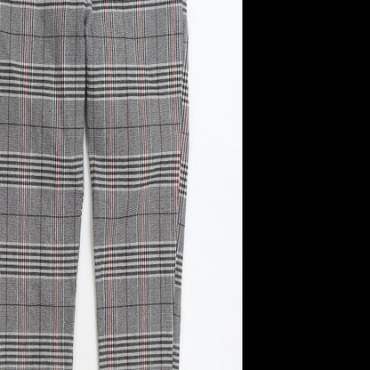 MS Station Womens Grey Plaid Polyester Trousers Size 24 in L29 in Regular Zip