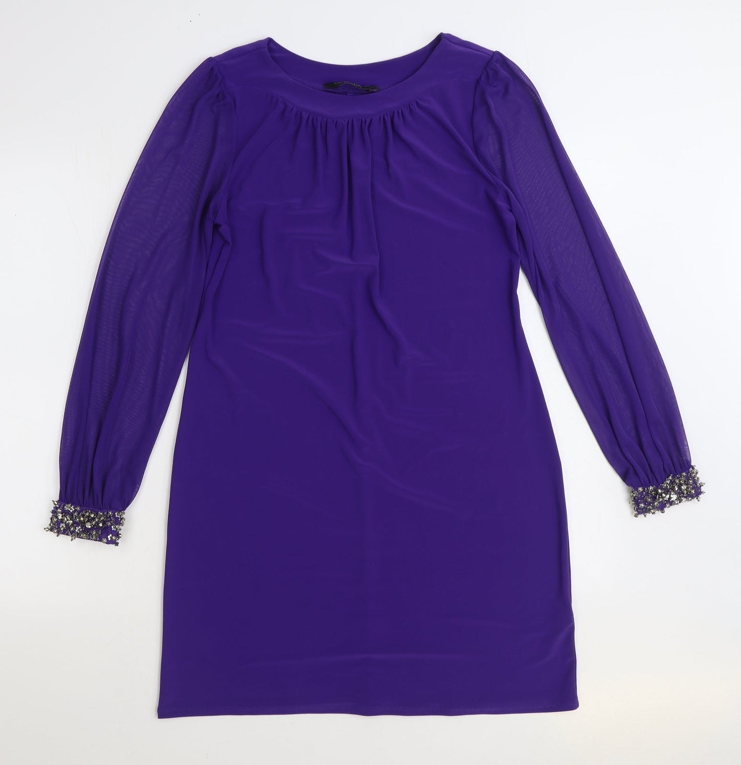 Dorothy Perkins Womens Purple Polyester Sheath Size 12 Boat Neck Pullover