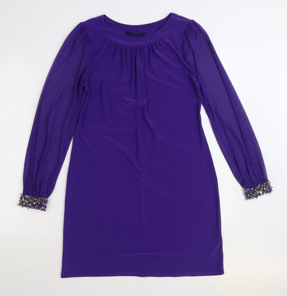 Dorothy Perkins Womens Purple Polyester Sheath Size 12 Boat Neck Pullover