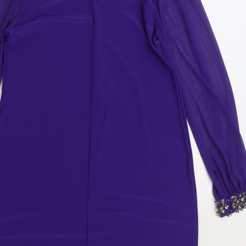 Dorothy Perkins Womens Purple Polyester Sheath Size 12 Boat Neck Pullover