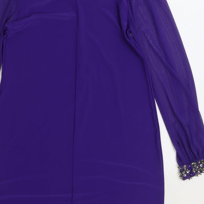 Dorothy Perkins Womens Purple Polyester Sheath Size 12 Boat Neck Pullover