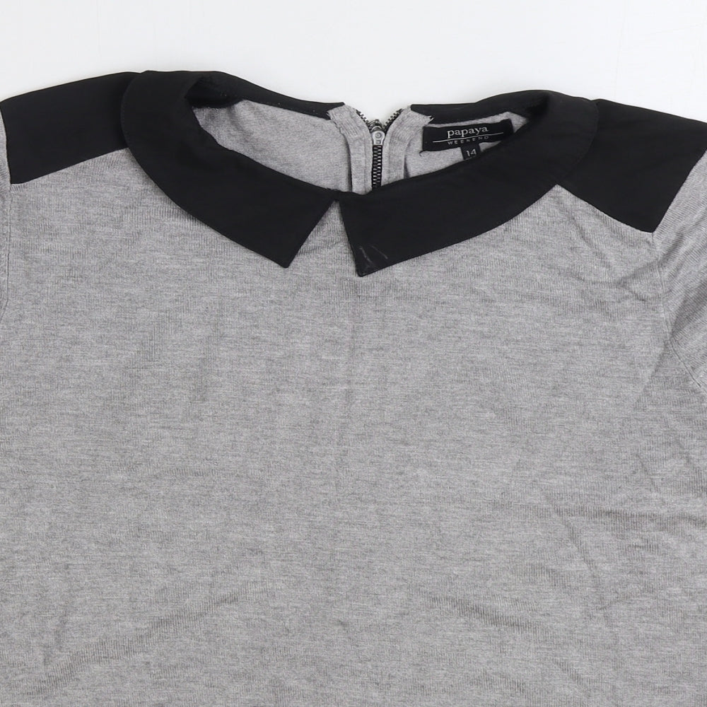 Womens UK Size 14 Papaya Grey Pullover Jumper