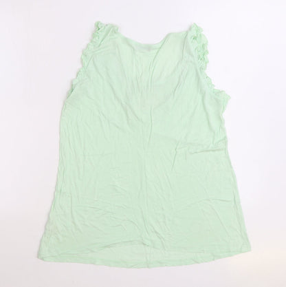 F&F Womens Green Viscose Basic Tank Size 12 Scoop Neck