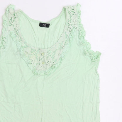 F&F Womens Green Viscose Basic Tank Size 12 Scoop Neck