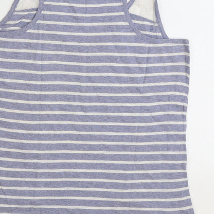 Palmer Womens Blue Striped Cotton Basic Tank Size 14 Scoop Neck - Lace front