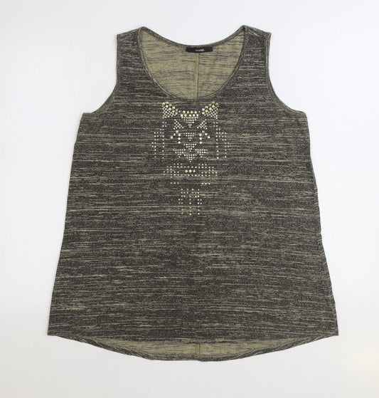 George Womens Brown Viscose Basic Tank Size 12 Scoop Neck