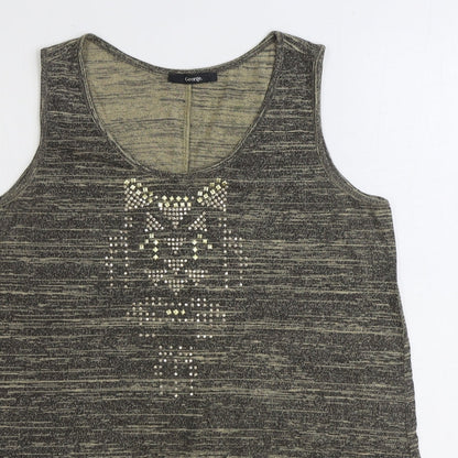 George Womens Brown Viscose Basic Tank Size 12 Scoop Neck