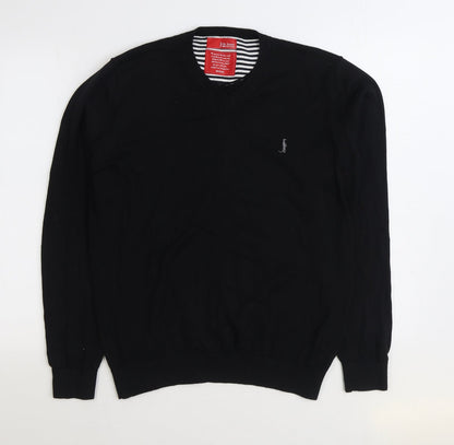Sixth Sense Mens Black V-Neck Cotton Pullover Jumper Size M