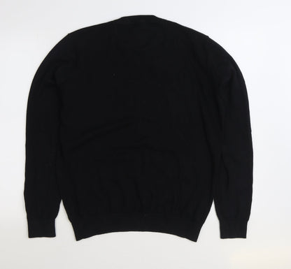 Sixth Sense Mens Black V-Neck Cotton Pullover Jumper Size M