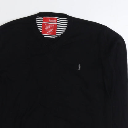 Sixth Sense Mens Black V-Neck Cotton Pullover Jumper Size M
