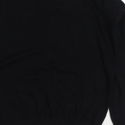 Sixth Sense Mens Black V-Neck Cotton Pullover Jumper Size M