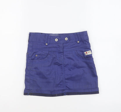 Nono Girls Blue Cotton Mini Skirt Size 8 Years Regular Button