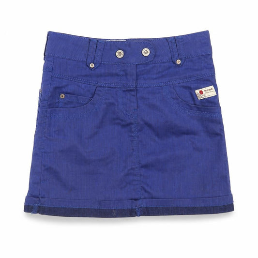 Nono Girls Blue Cotton Mini Skirt Size 8 Years Regular Button