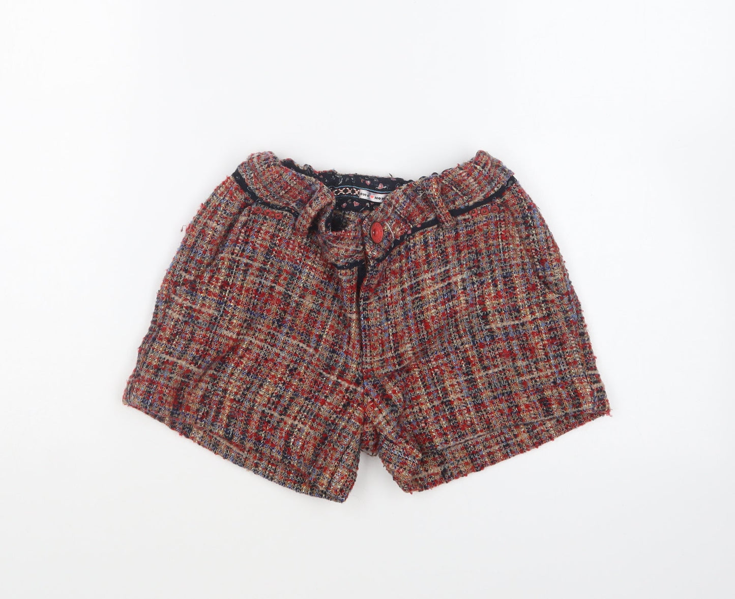 Nono Girls Multicoloured Acrylic Chino Shorts Size 11-12 Years Regular Zip