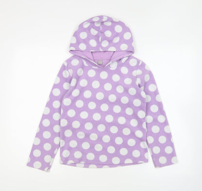 TU Girls Purple Polka Dot Cotton Pullover Hoodie Size 10 Years Pullover