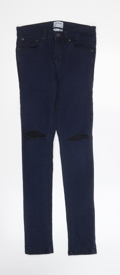 Pull&Bear Womens Blue Acrylic Skinny Jeans Size 8 L29 in Regular Button