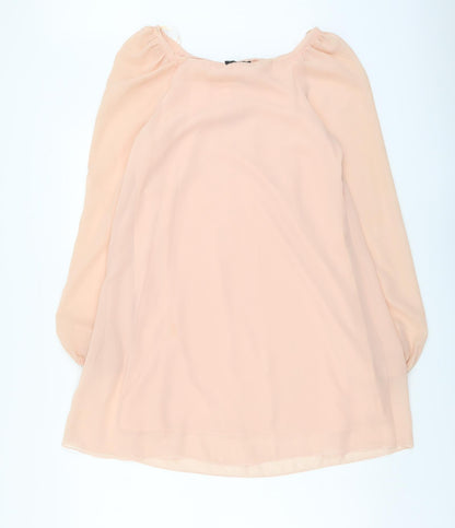 Exhibit Womens Pink Polyester A-Line Size 8 Square Neck Pullover