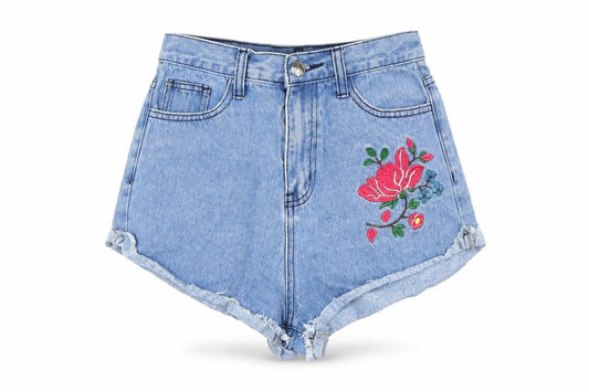 Missguided Womens Blue Cotton Cut-Off Shorts Size 8 L3 in Regular Button
