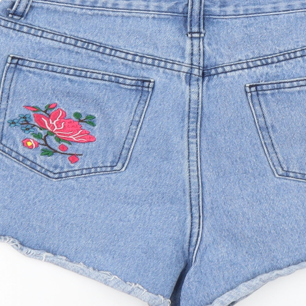 Missguided Womens Blue Cotton Cut-Off Shorts Size 8 L3 in Regular Button