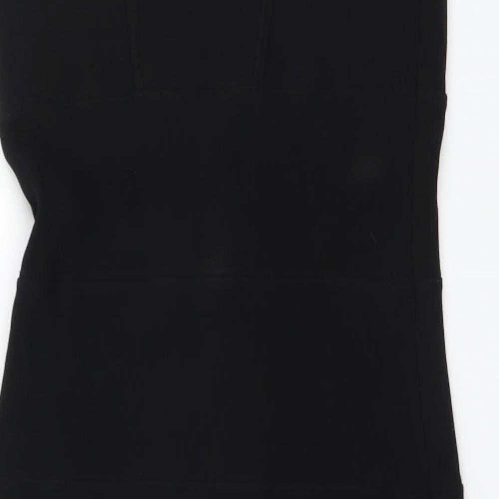 Miss Selfridge Womens Black Polyester Mini Size 10 V-Neck Pullover