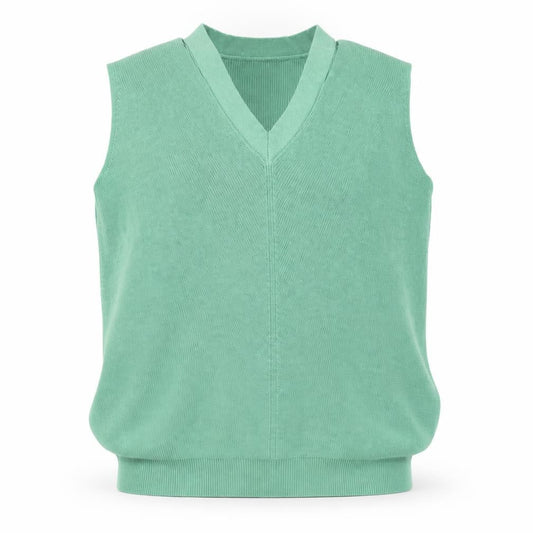 Paisie Womens Green Viscose Basic Tank Size S V-Neck