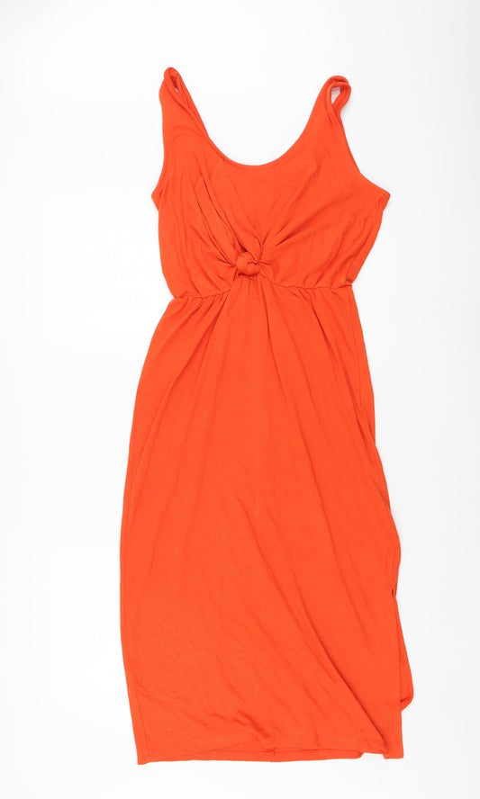 Primark Womens Orange Viscose A-Line Size 8 Round Neck Pullover