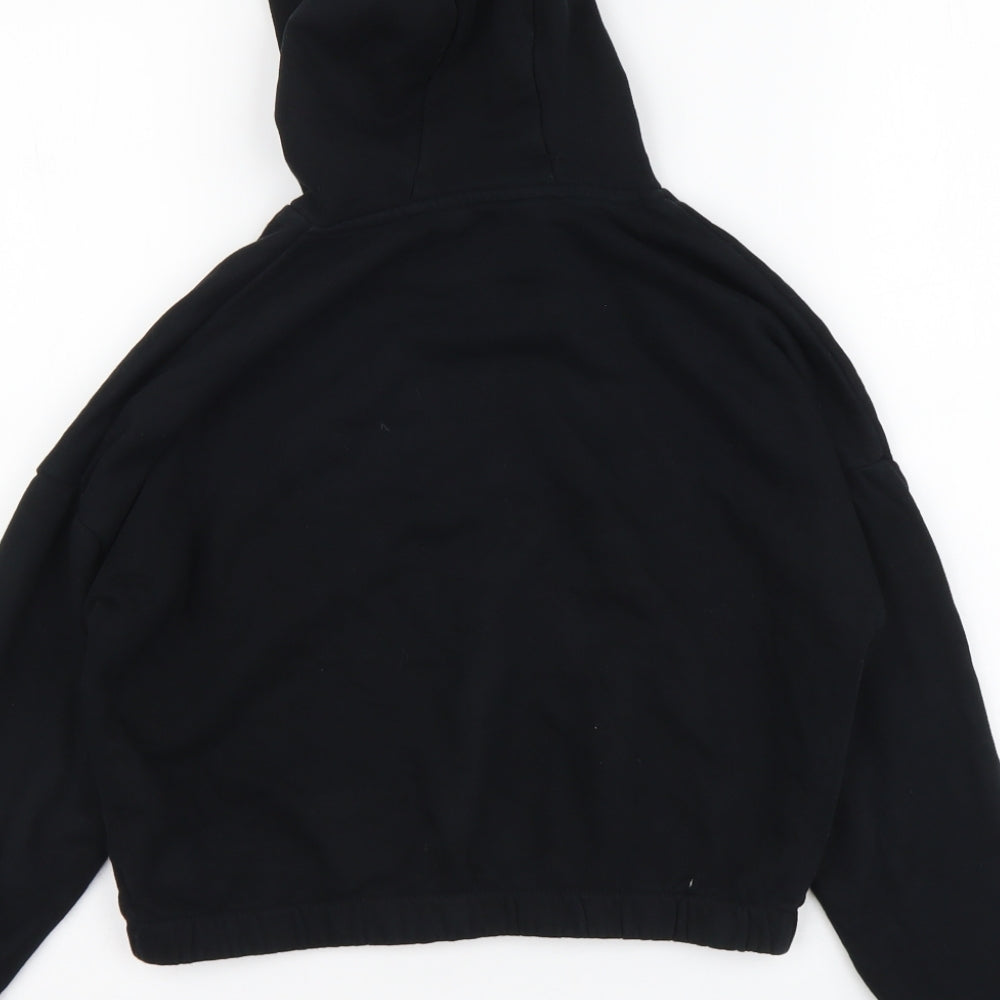 Marks and Spencer Girls Black Cotton Pullover Hoodie Size 9-10 Years Pullover - ICON