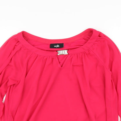 Womens UK Size S Wallis Pink Basic Blouse