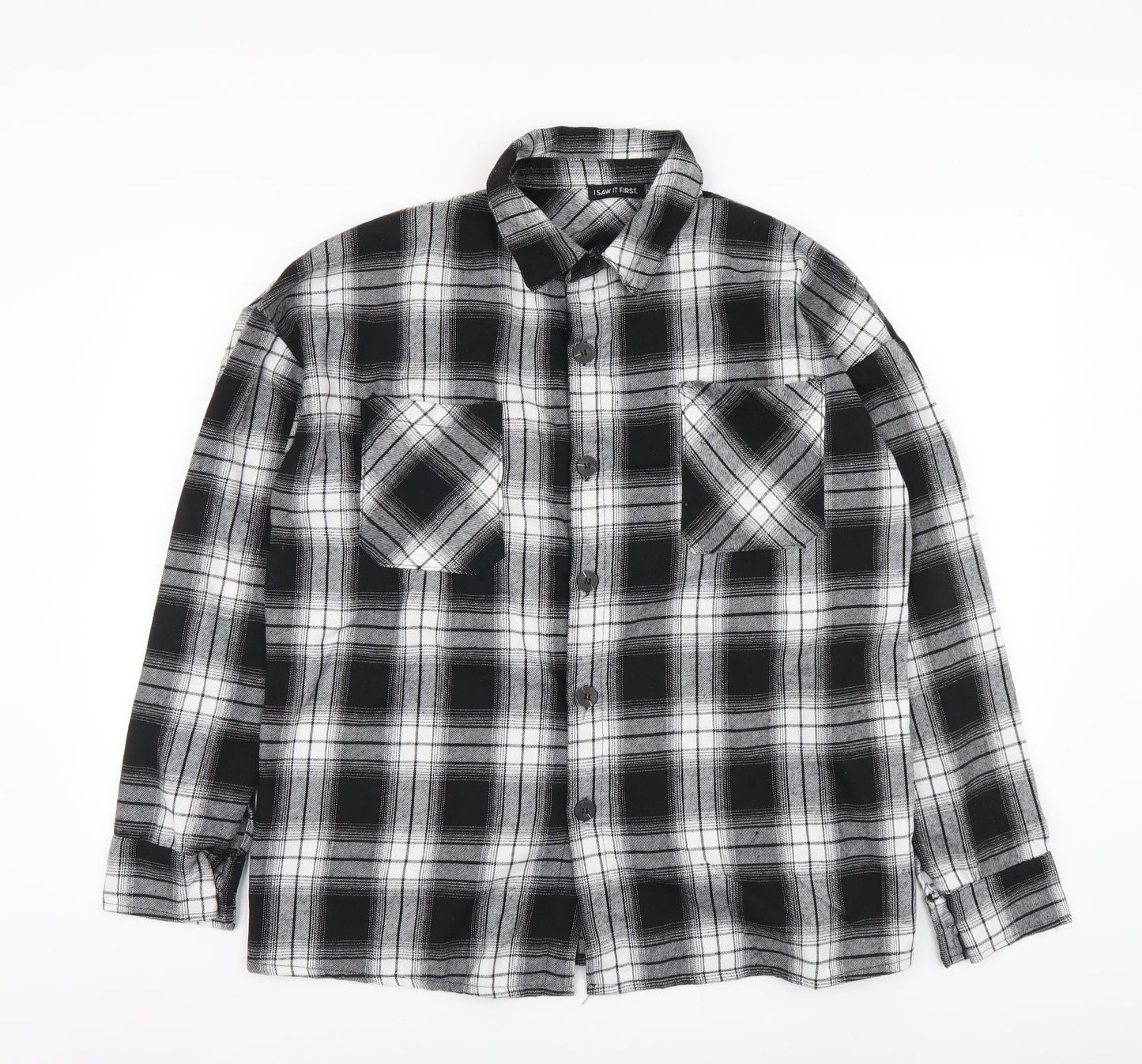 Mens UK Size S I SAW IT FIRST Black  Button-Up Long Sleeve Casual Shirt
