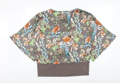 Paco Boutique Womens Multicoloured Floral Polyester Basic Blouse Size 10 Round Neck