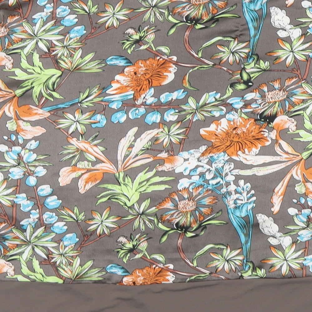 Paco Boutique Womens Multicoloured Floral Polyester Basic Blouse Size 10 Round Neck