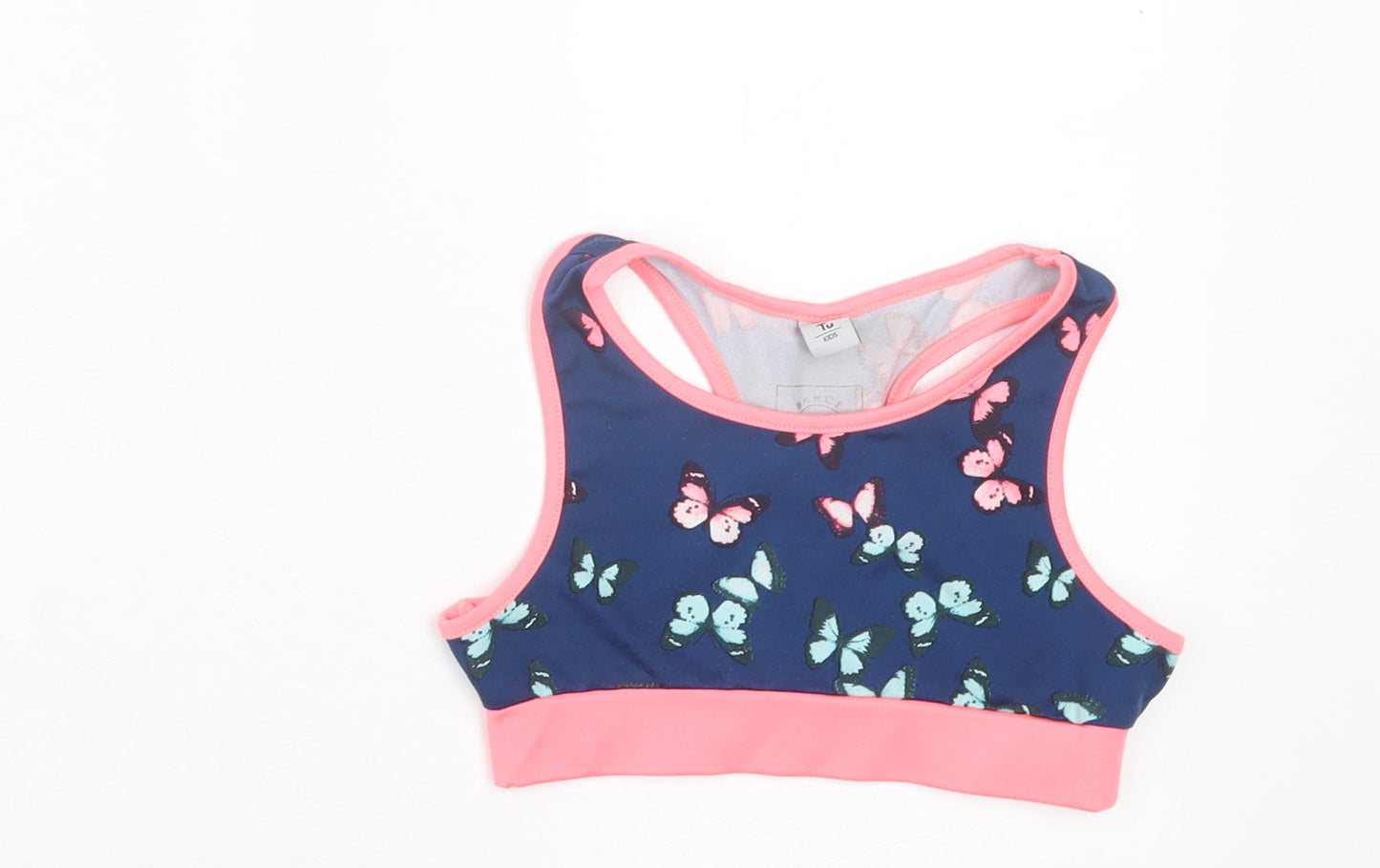 TU Girls Blue Geometric Polyester Cropped Tank Size 7 Years Scoop Neck Pullover - Butterfly Print