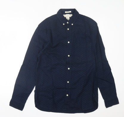 Mens UK Size S H&M Blue  Button-Up Long Sleeve Casual Shirt