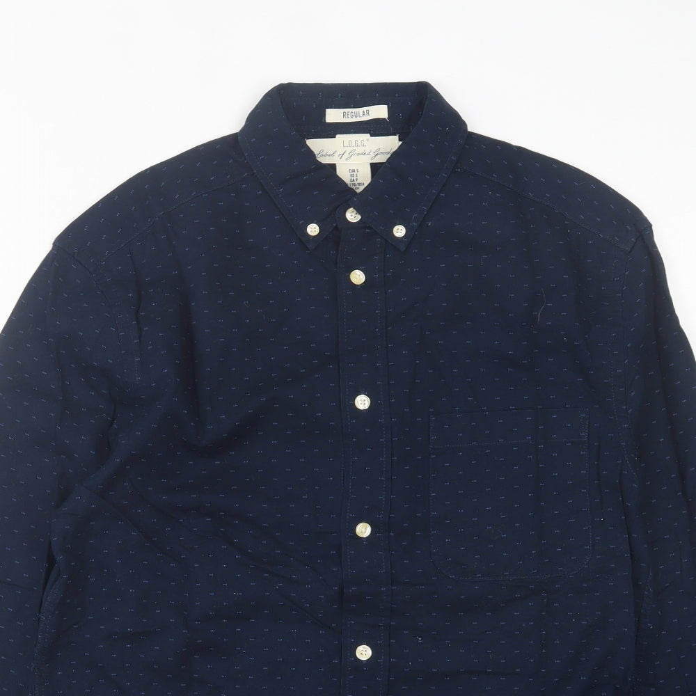 Mens UK Size S H&M Blue  Button-Up Long Sleeve Casual Shirt
