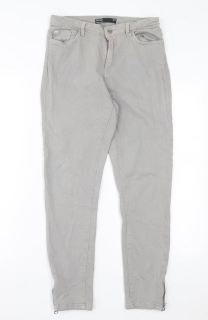 Dunnes Stores Womens Grey Cotton Skinny Jeans Size 12 L26 in Regular Button
