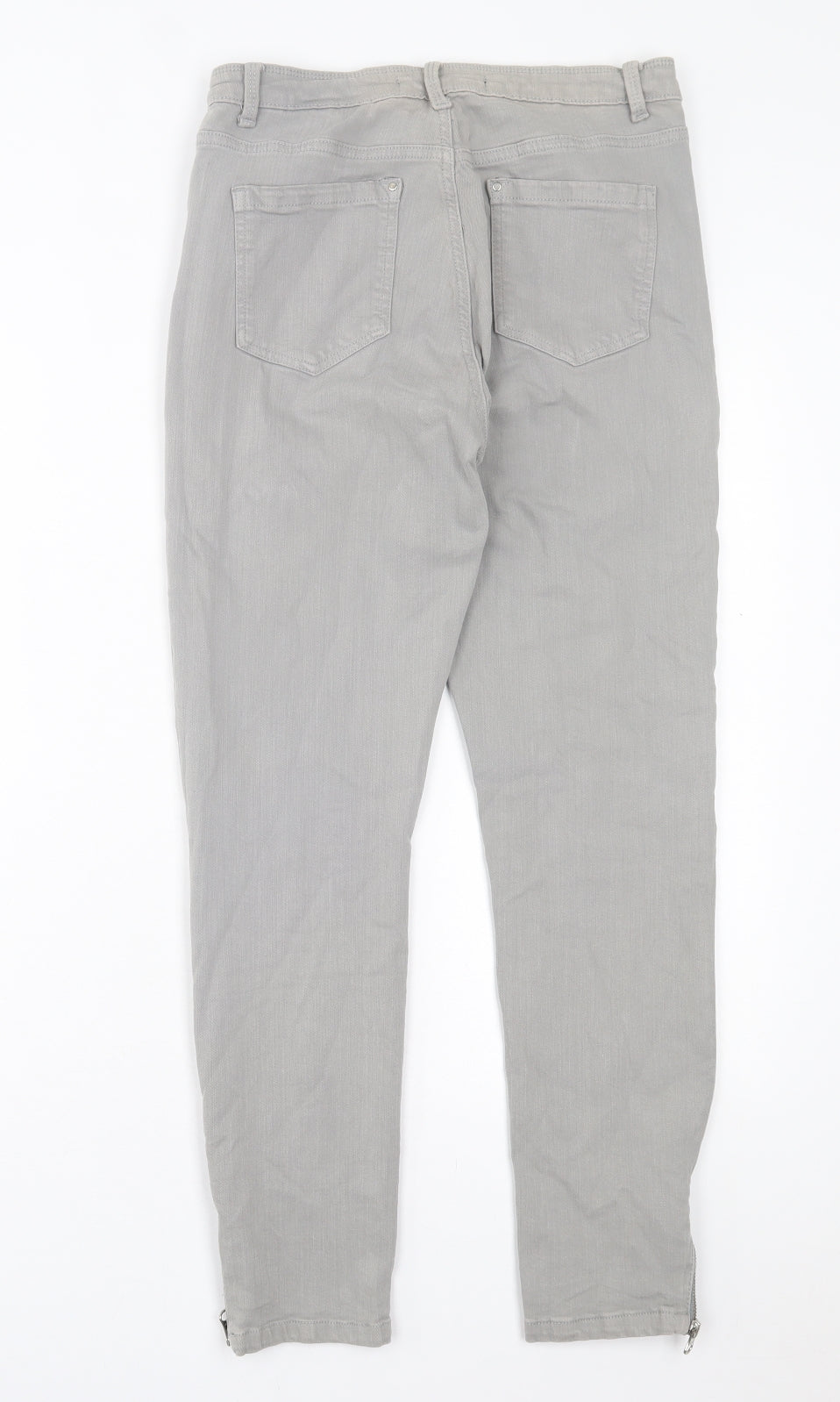 Dunnes Stores Womens Grey Cotton Skinny Jeans Size 12 L26 in Regular Button