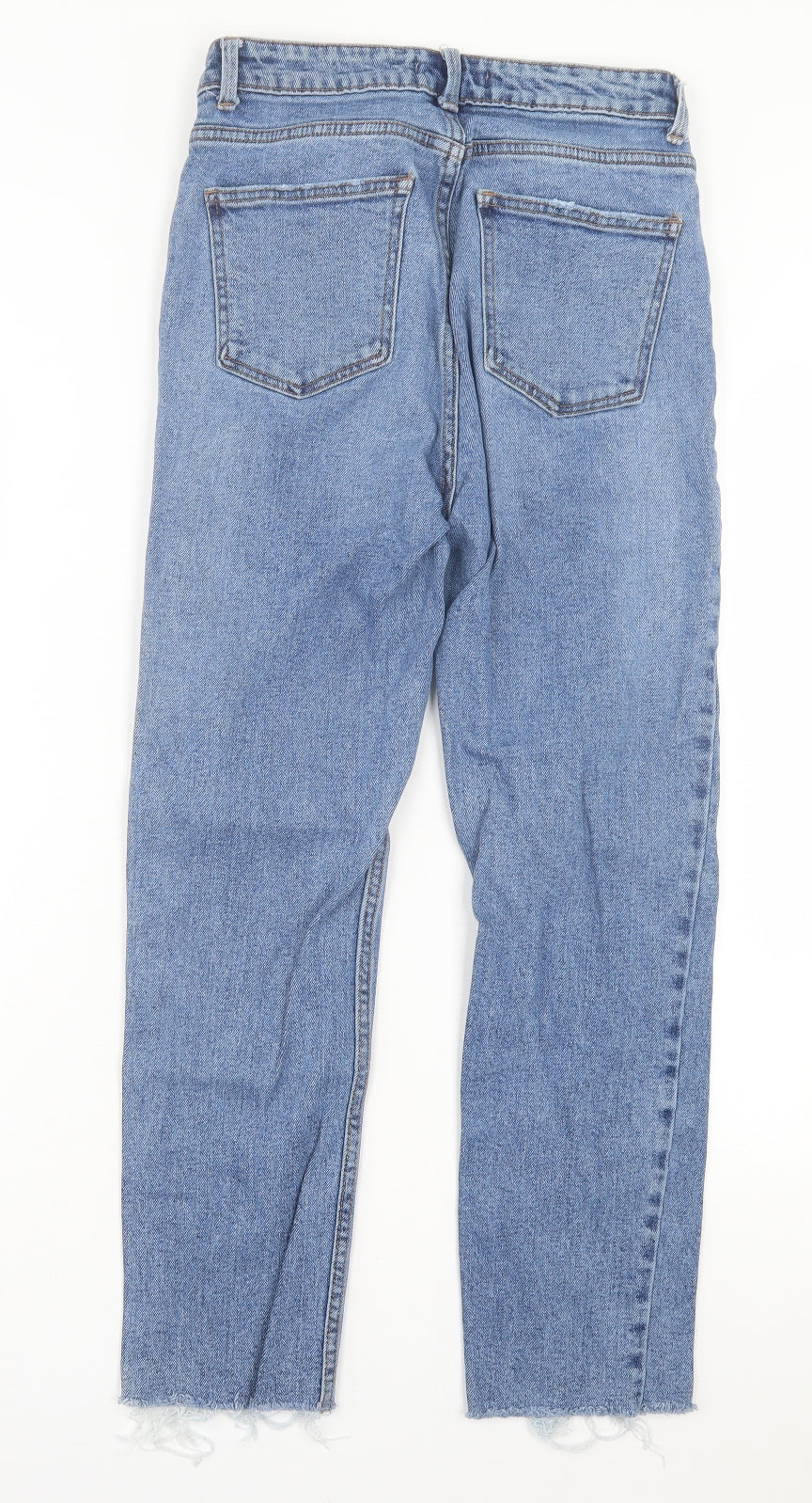 Denim & Co. Womens Blue Cotton Straight Jeans Size 8 L26 in Regular Button