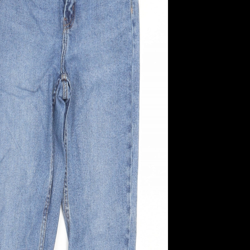 Denim & Co. Womens Blue Cotton Straight Jeans Size 8 L26 in Regular Button