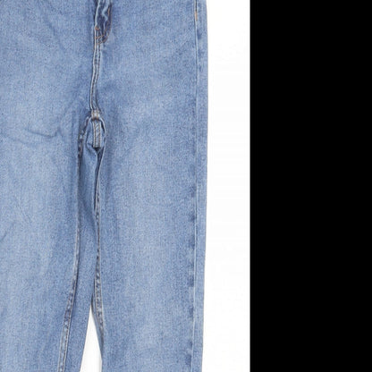 Denim & Co. Womens Blue Cotton Straight Jeans Size 8 L26 in Regular Button