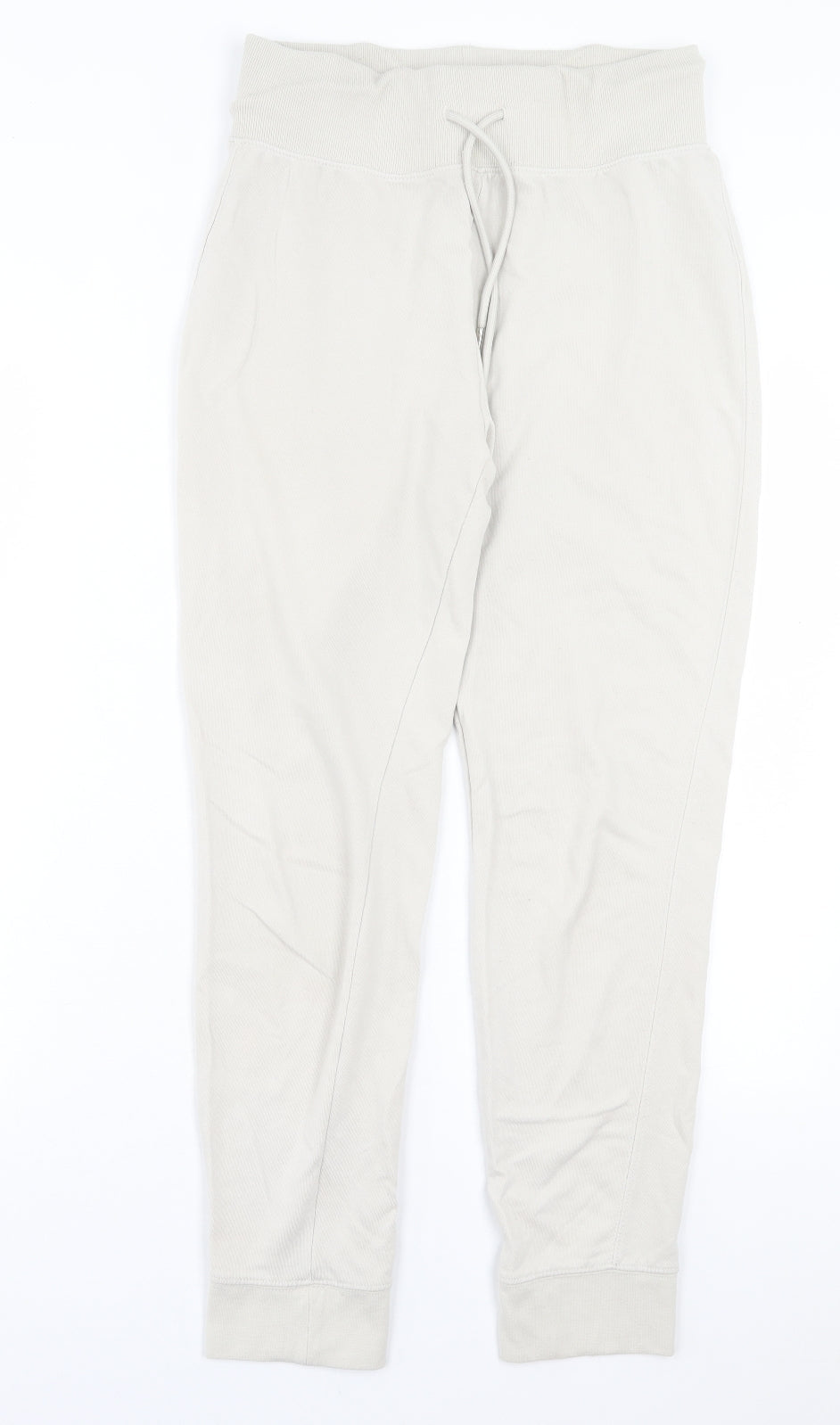 H7m Womens Beige Cotton Jogger Trousers Size M L29 in Slim Drawstring