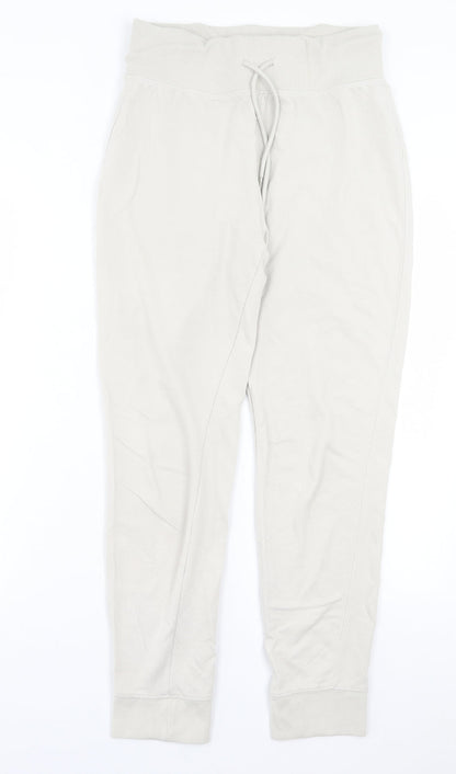 H7m Womens Beige Cotton Jogger Trousers Size M L29 in Slim Drawstring
