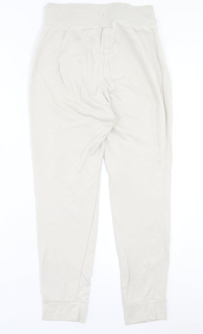 H7m Womens Beige Cotton Jogger Trousers Size M L29 in Slim Drawstring