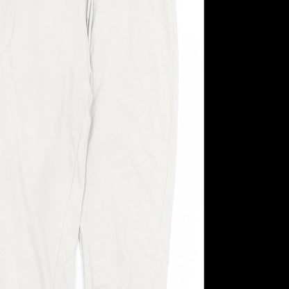 H7m Womens Beige Cotton Jogger Trousers Size M L29 in Slim Drawstring