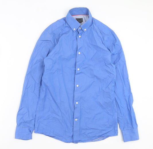 Mens UK Size S H&M Blue  Button-Up Long Sleeve Casual Shirt