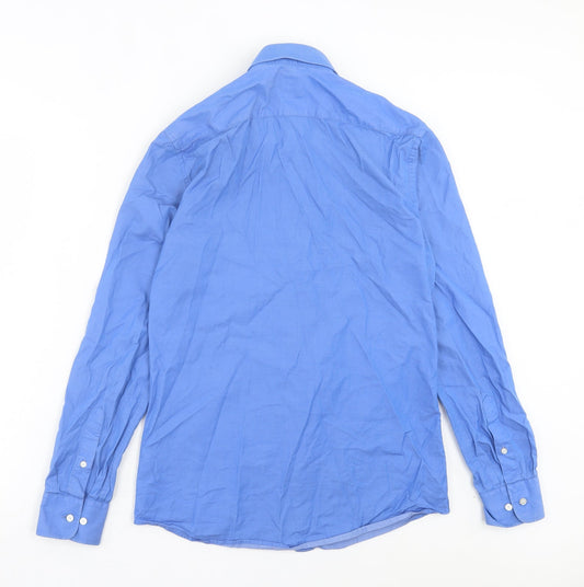 Mens UK Size S H&M Blue  Button-Up Long Sleeve Casual Shirt