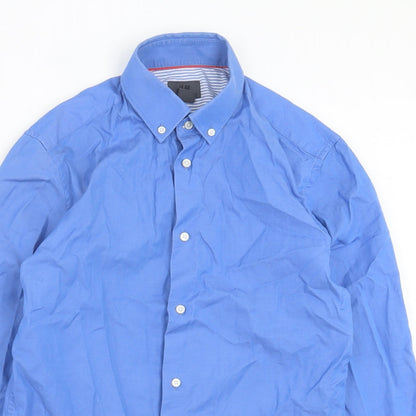 Mens UK Size S H&M Blue  Button-Up Long Sleeve Casual Shirt
